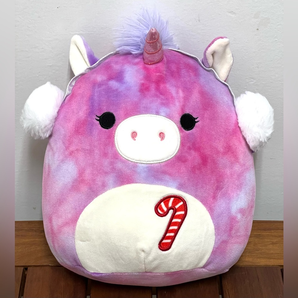 Kellytoy Squishmallow 10" Lola the Unicorn Christmas Plush Stuffed Animal Toy